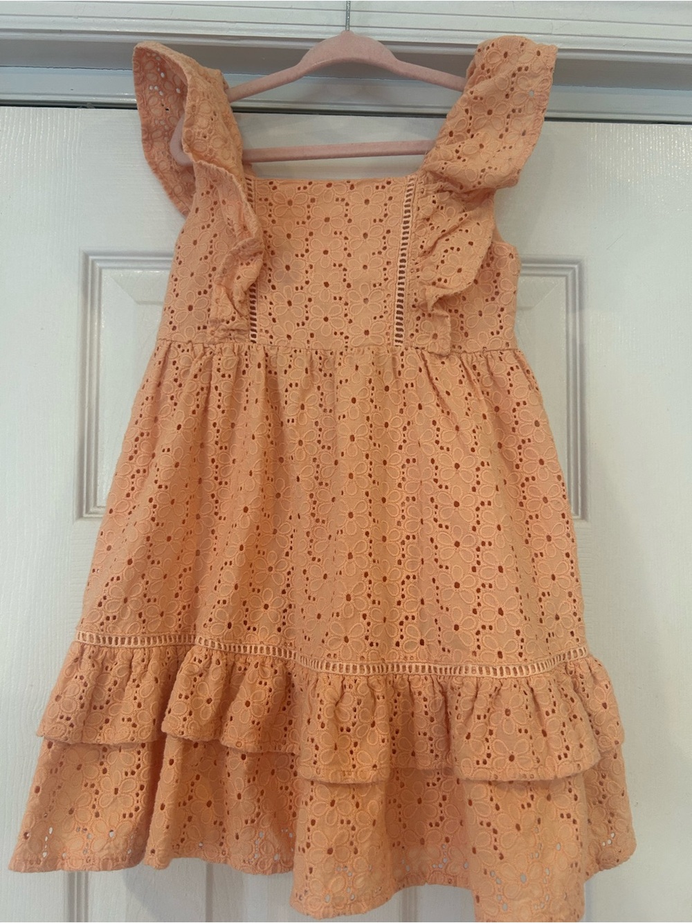 Janie and Jack Peach Eyelet Ruffle Sun Dress